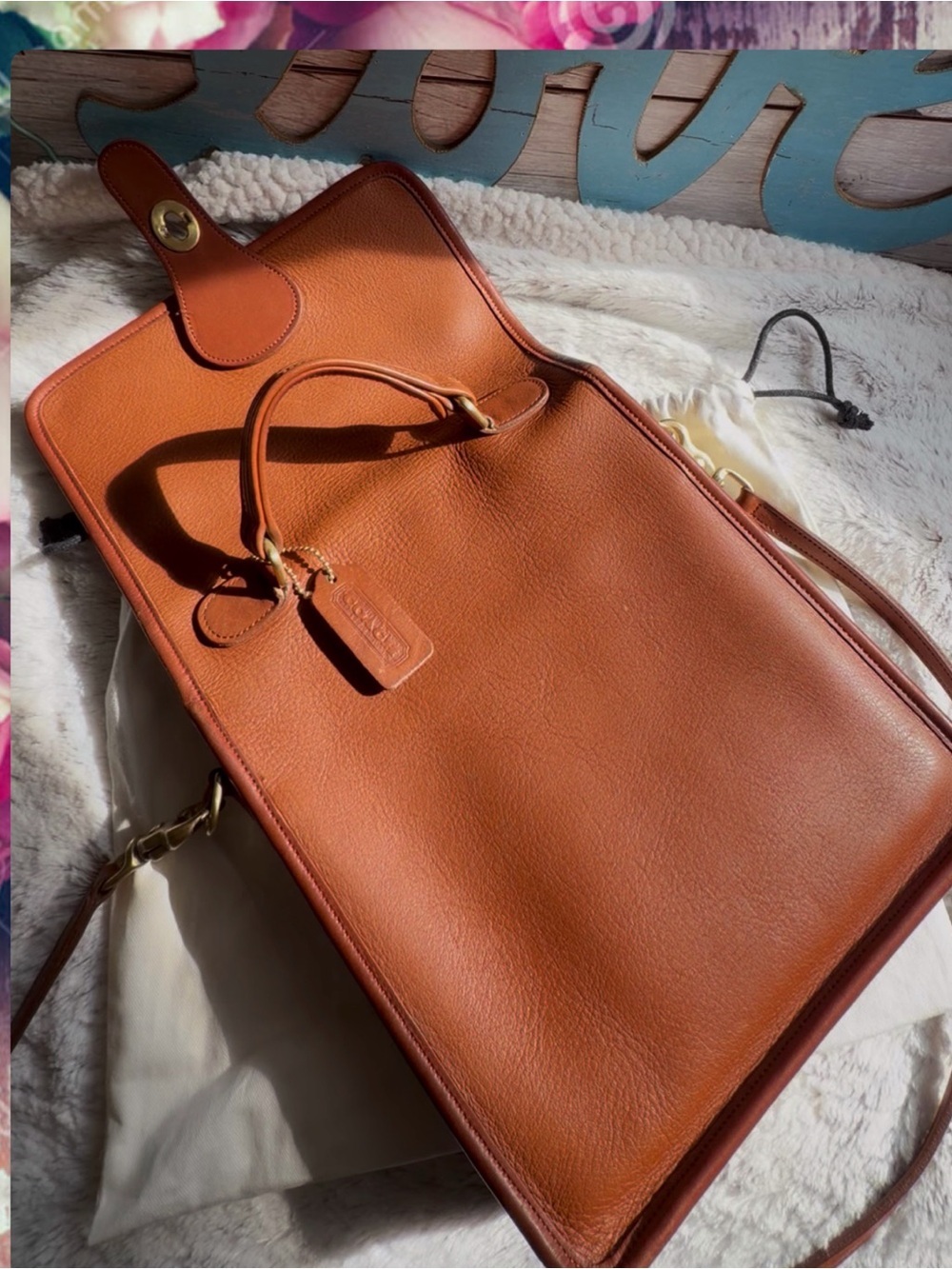 VINTAGE COACH BRITISH TAN LEATHER STATION BAG 5130 - Picture 9 of 17